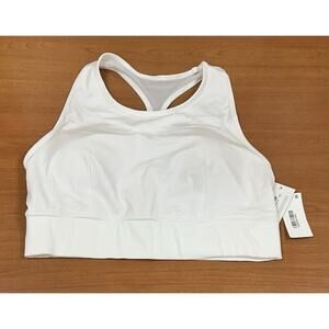 Sports Illustrated Bra 1X White Racerback Athletic Medium Support Removable Pad